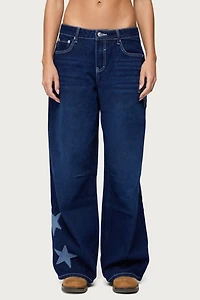 Edikted Trish Stars Low Rise Jeans