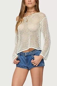 Edikted Grommet & Stud Denim Micro Shorts