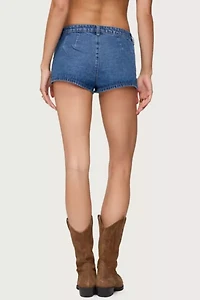 Edikted Grommet & Stud Denim Micro Shorts