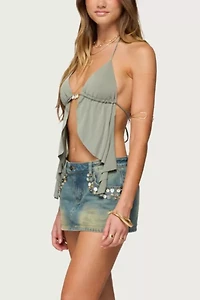 Edikted Mixed Buttons Denim Mini Skort