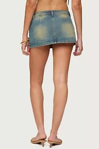 Edikted Mixed Buttons Denim Mini Skort