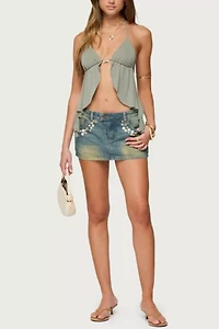 Edikted Mixed Buttons Denim Mini Skort