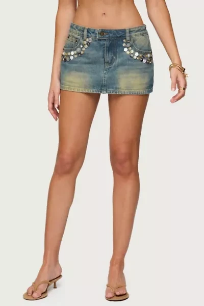 Edikted Mixed Buttons Denim Mini Skort