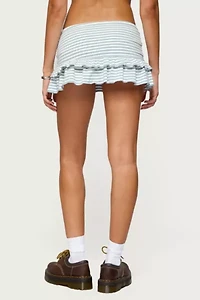 Edikted Avia Ruffle Striped Mini Skort
