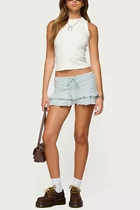 Edikted Avia Ruffle Striped Mini Skort