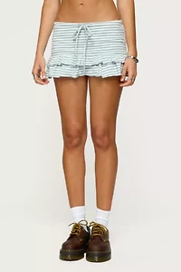 Edikted Avia Ruffle Striped Mini Skort