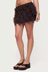 Edikted Clare Chiffon Ruffled Mini Skirt