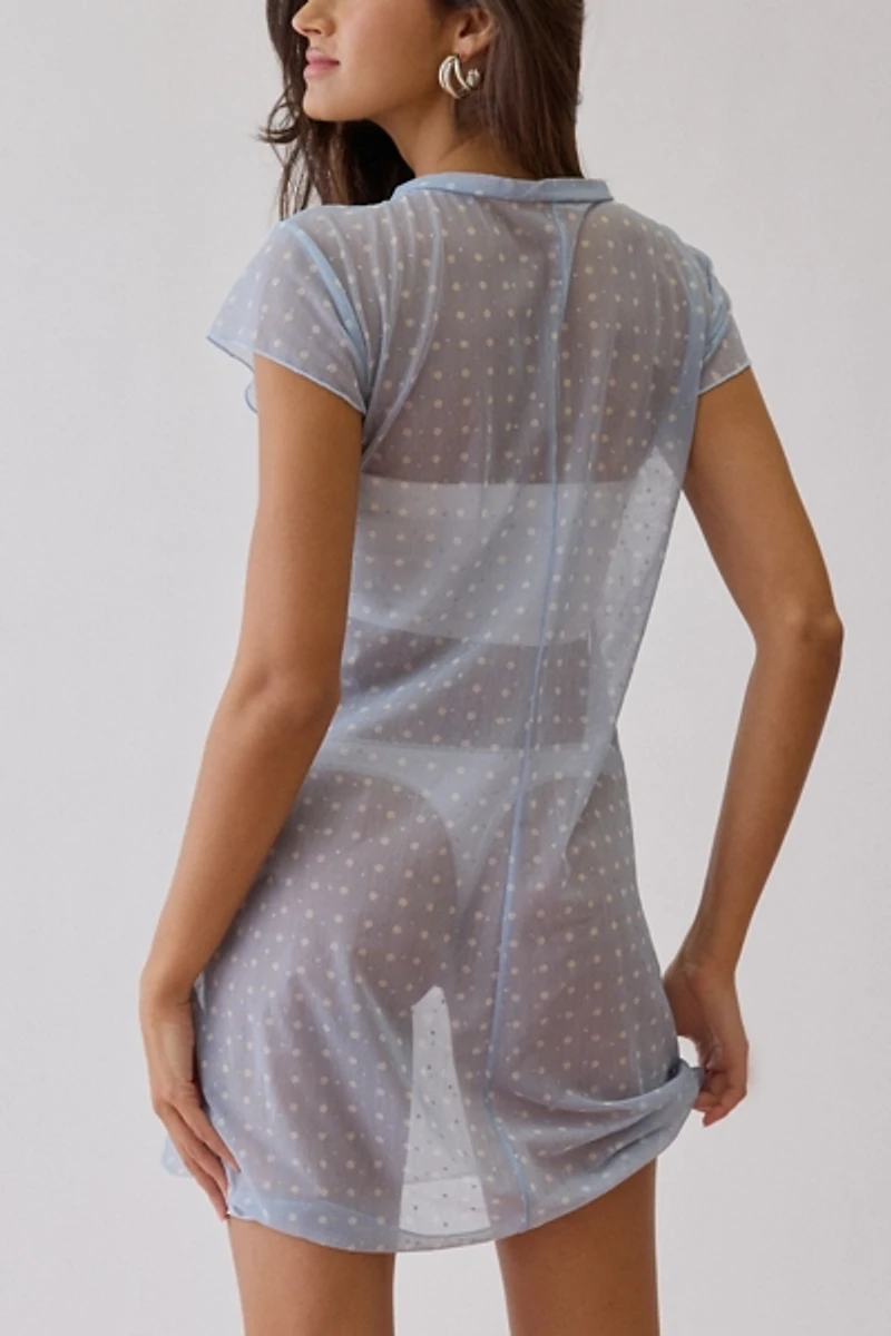 For Love & Lemons UO Exclusive Lottie Sheer Mesh Slip Dress