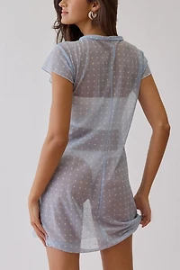 For Love & Lemons UO Exclusive Lottie Sheer Mesh Slip Dress