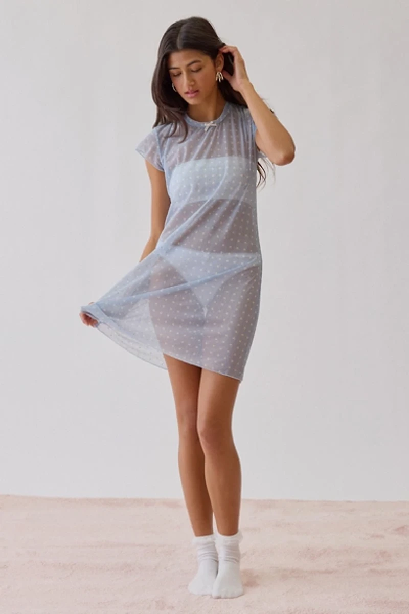 For Love & Lemons UO Exclusive Lottie Sheer Mesh Slip Dress