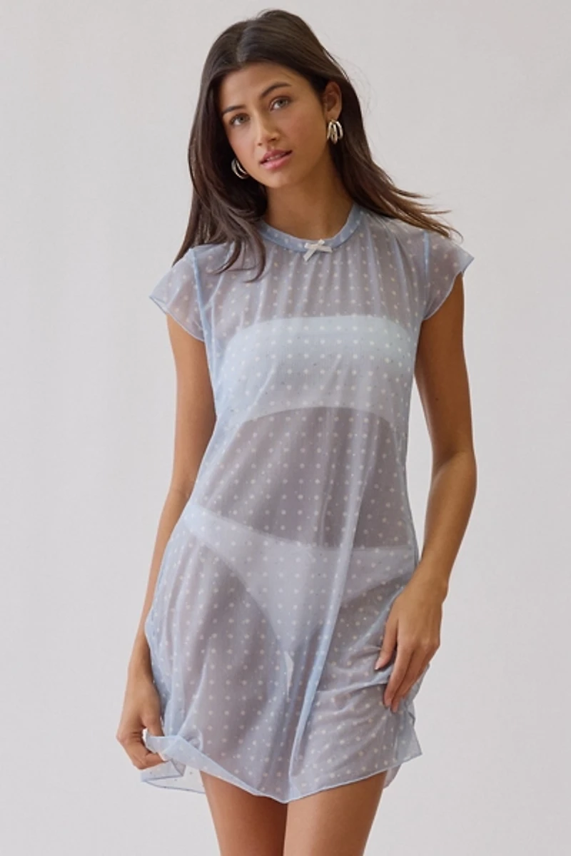 For Love & Lemons UO Exclusive Lottie Sheer Mesh Slip Dress