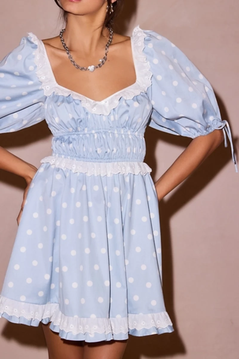 For Love & Lemons UO Exclusive Jackson Puff Sleeve Mini Dress