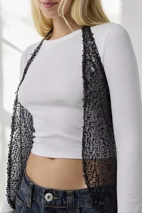 Motel Runway Sheer Sequin Halter Neck Vest Top