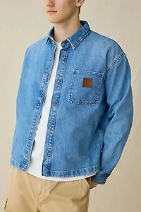 GUESS JEANS Oversize Crop Denim Long Sleeve Shirt