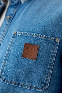 GUESS JEANS Oversize Crop Denim Long Sleeve Shirt