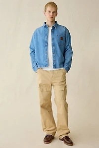 GUESS JEANS Oversize Crop Denim Long Sleeve Shirt