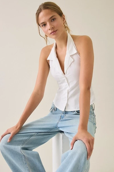 Motel Mikanu Collared Halter Neck Button-Down Top
