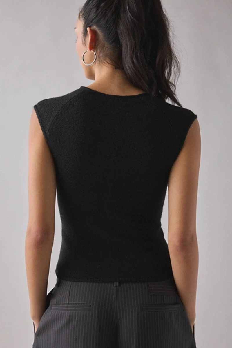 Kimchi Blue Icon Button Cap Sleeve Cropped Cardigan