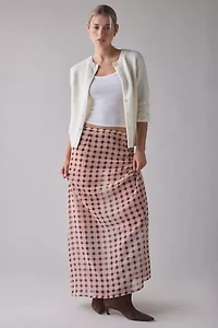 Motel Surina Blurred Check Sheer Chiffon Maxi Skirt