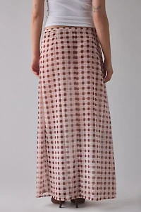 Motel Surina Blurred Check Sheer Chiffon Maxi Skirt