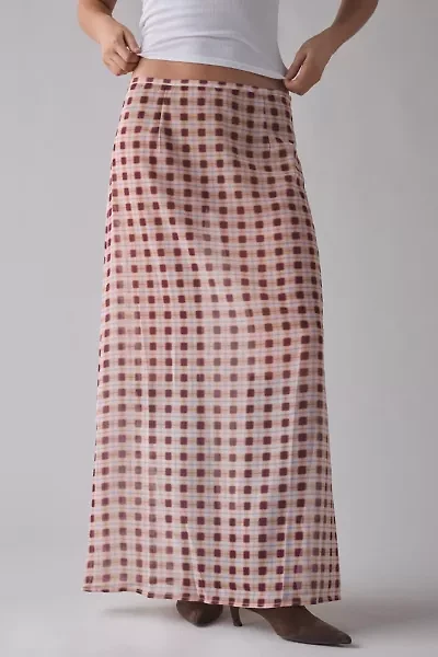 Motel Surina Blurred Check Sheer Chiffon Maxi Skirt