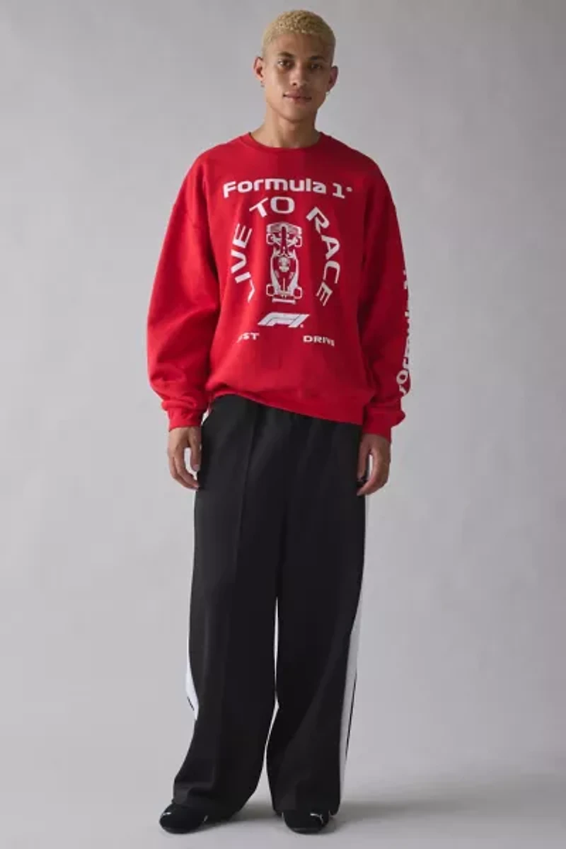 F1 White Car Graphic Crew Neck Sweatshirt