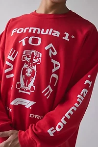 F1 White Car Graphic Crew Neck Sweatshirt