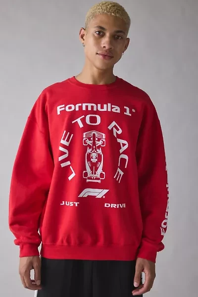 F1 White Car Graphic Crew Neck Sweatshirt