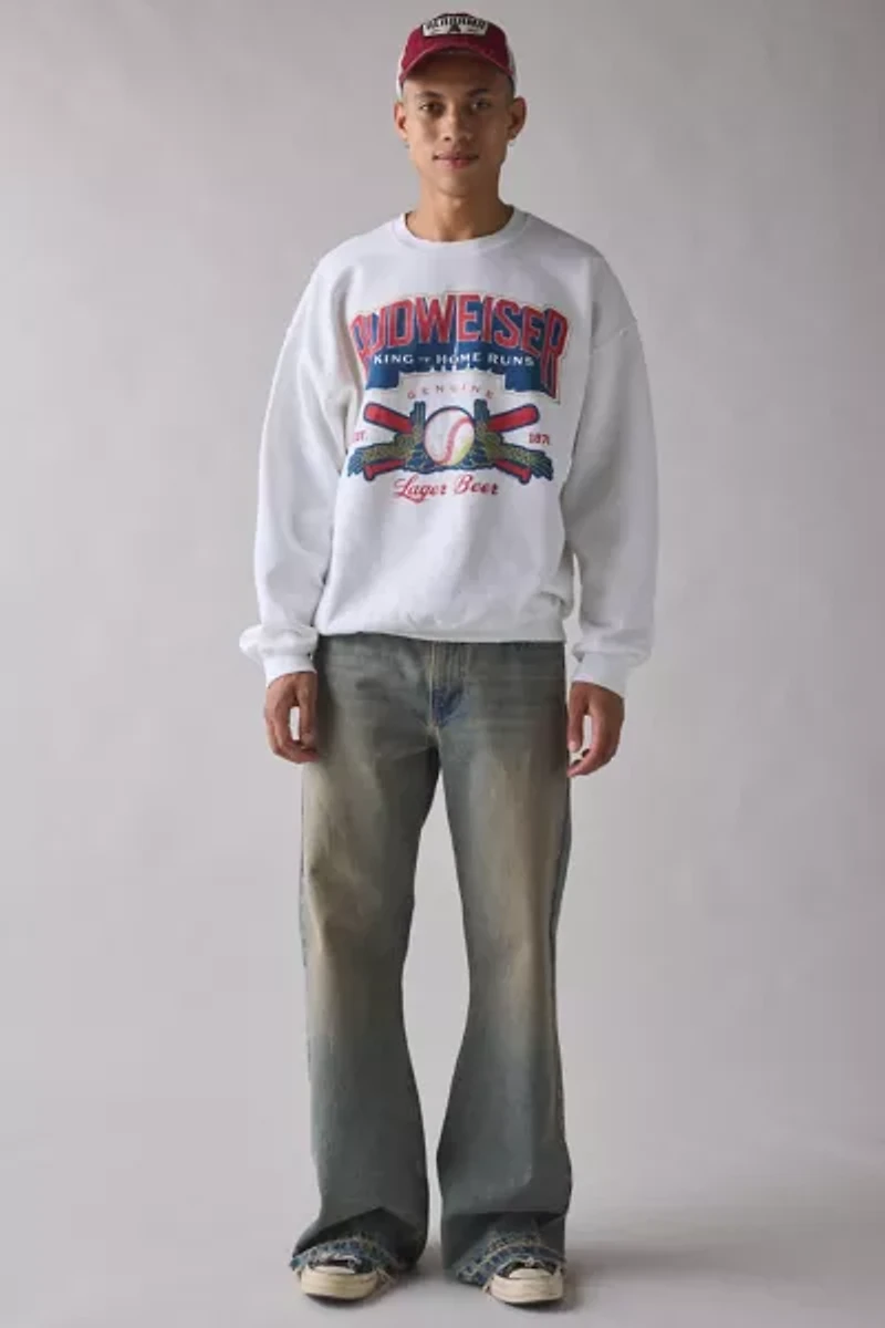 Budweiser King Of Home Runs Graphic Crew Neck Sweatshirt