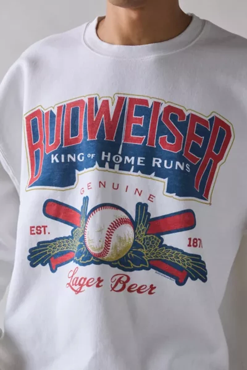 Budweiser King Of Home Runs Graphic Crew Neck Sweatshirt