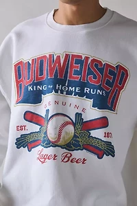 Budweiser King Of Home Runs Graphic Crew Neck Sweatshirt