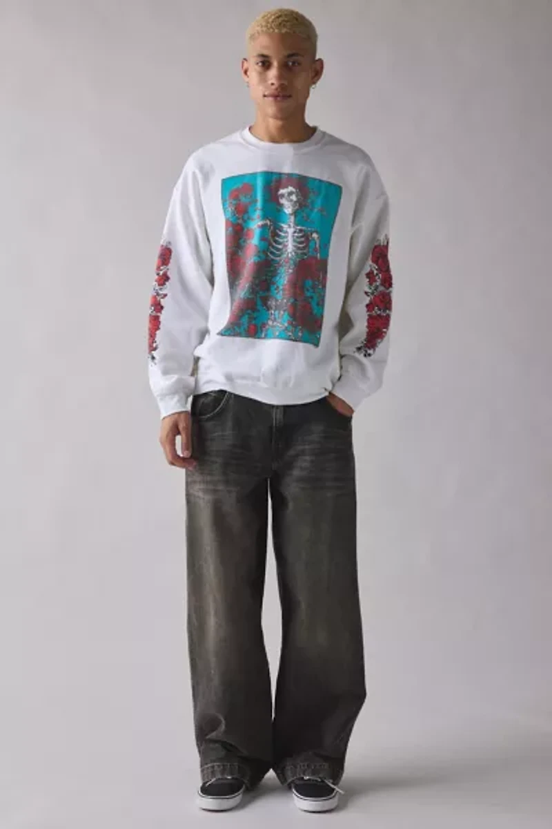 Grateful Dead Bertha Roses Graphic Crew Neck Sweatshirt