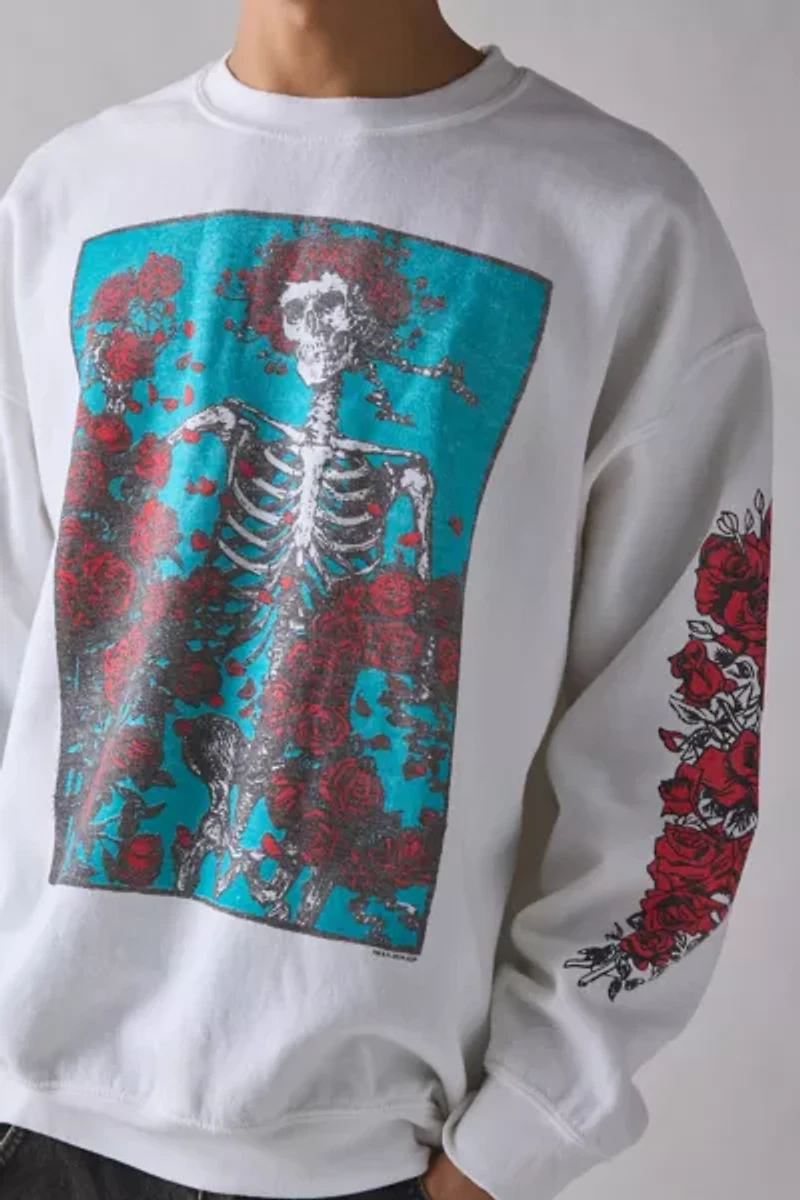 Grateful Dead Bertha Roses Graphic Crew Neck Sweatshirt