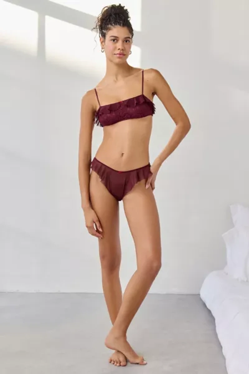 Only Hearts Wine Time Butterfly Sheer Mesh Brief