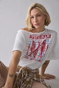 BDG Courtney Santa Monica Fish Graphic Off-The-Shoulder Oversized Tee
