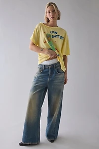 BDG Courtney Low Battery Graphic Off-The-Shoulder Oversized Tee