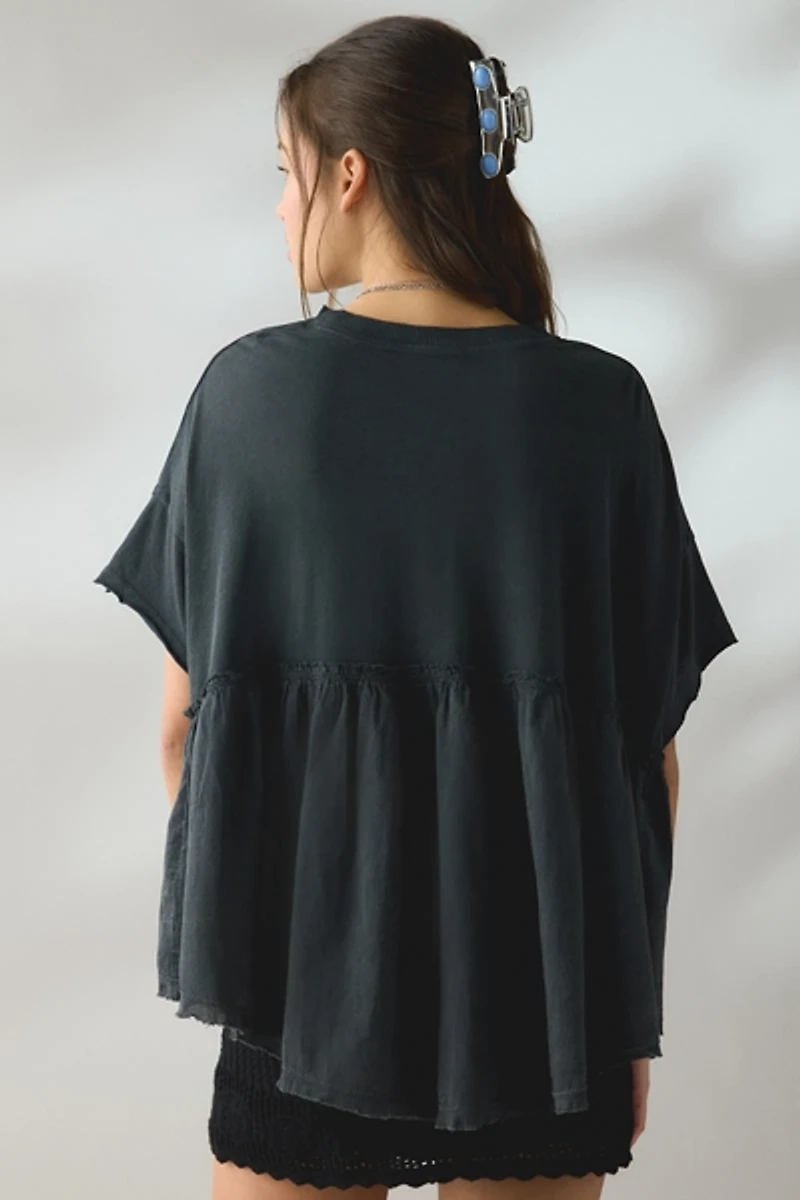 BDG Holly Short Sleeve Cropped Babydoll Tee