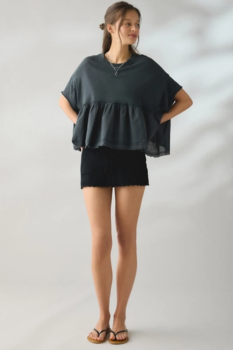BDG Holly Short Sleeve Cropped Babydoll Tee