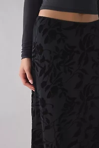 Motel Atira Flocked Floral Mesh Low-Rise Slip Midi Skirt