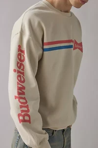 Budweiser Stripe Logo Graphic Crew Neck Sweatshirt