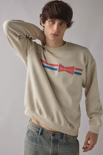Budweiser Stripe Logo Graphic Crew Neck Sweatshirt