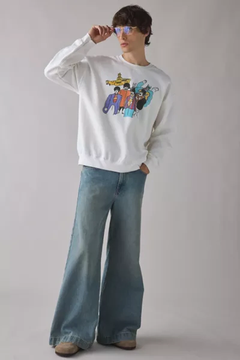 Beatles Yellow Submarine Graphic Crew Neck Sweatshirt