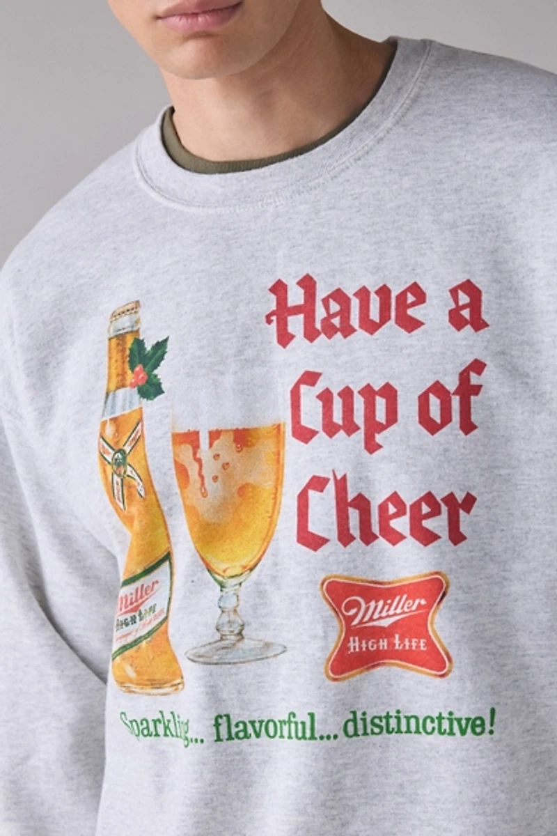 Miller High Life Have A Cup Of Cheer Graphic Crew Neck Sweatshirt