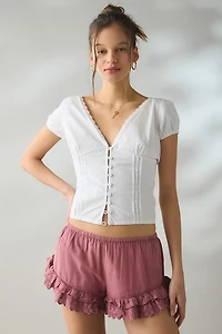 Kimchi Blue Sedona Lace Trim Ruffle Micro Shorts