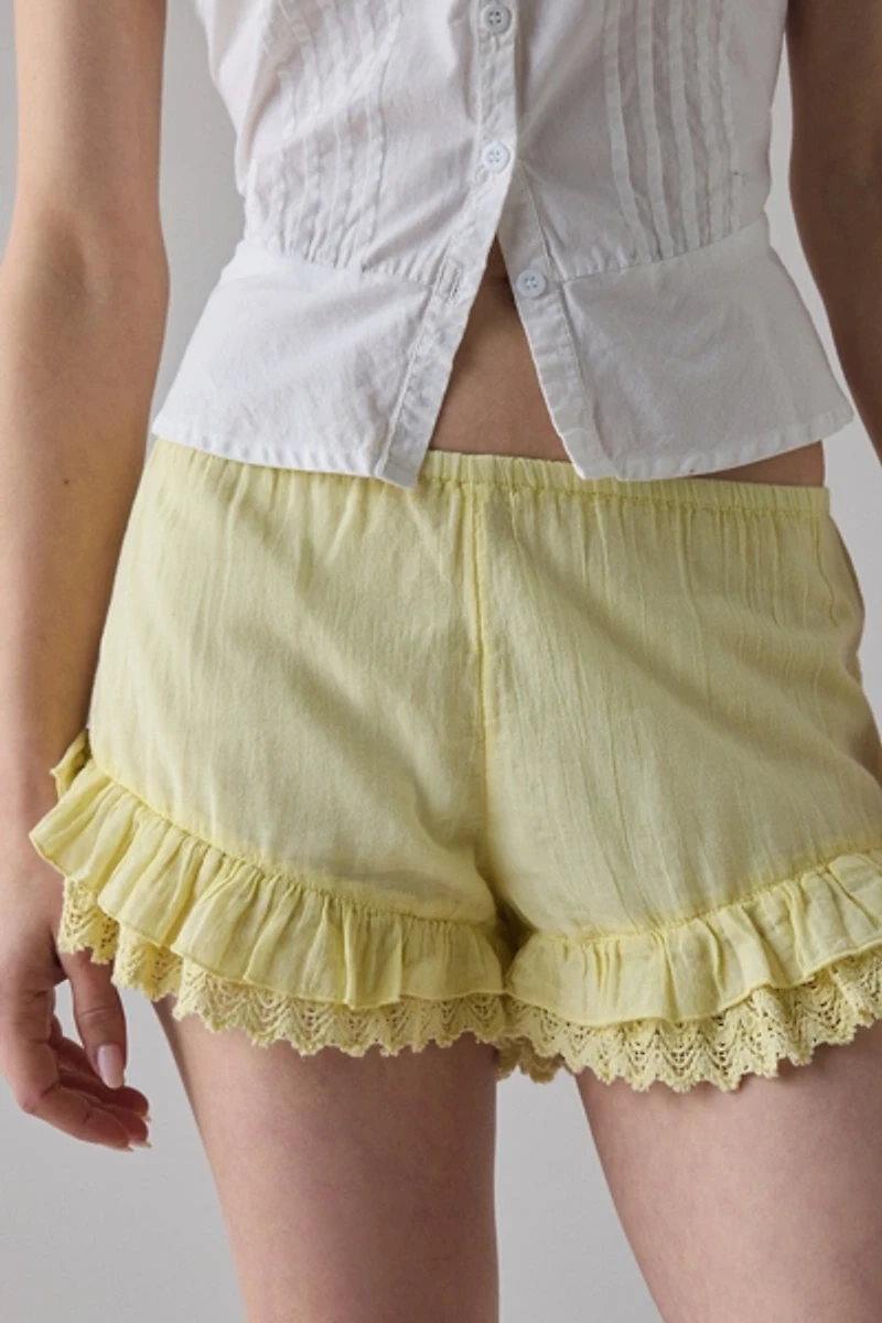 Kimchi Blue Sedona Lace Trim Ruffle Micro Shorts