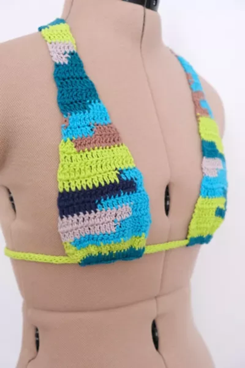 MARVES new york Upcycled Crochet Halter Bikini Top