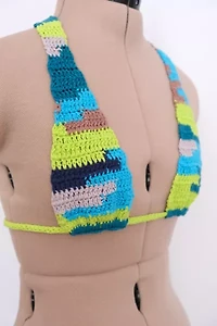 MARVES new york Upcycled Crochet Halter Bikini Top