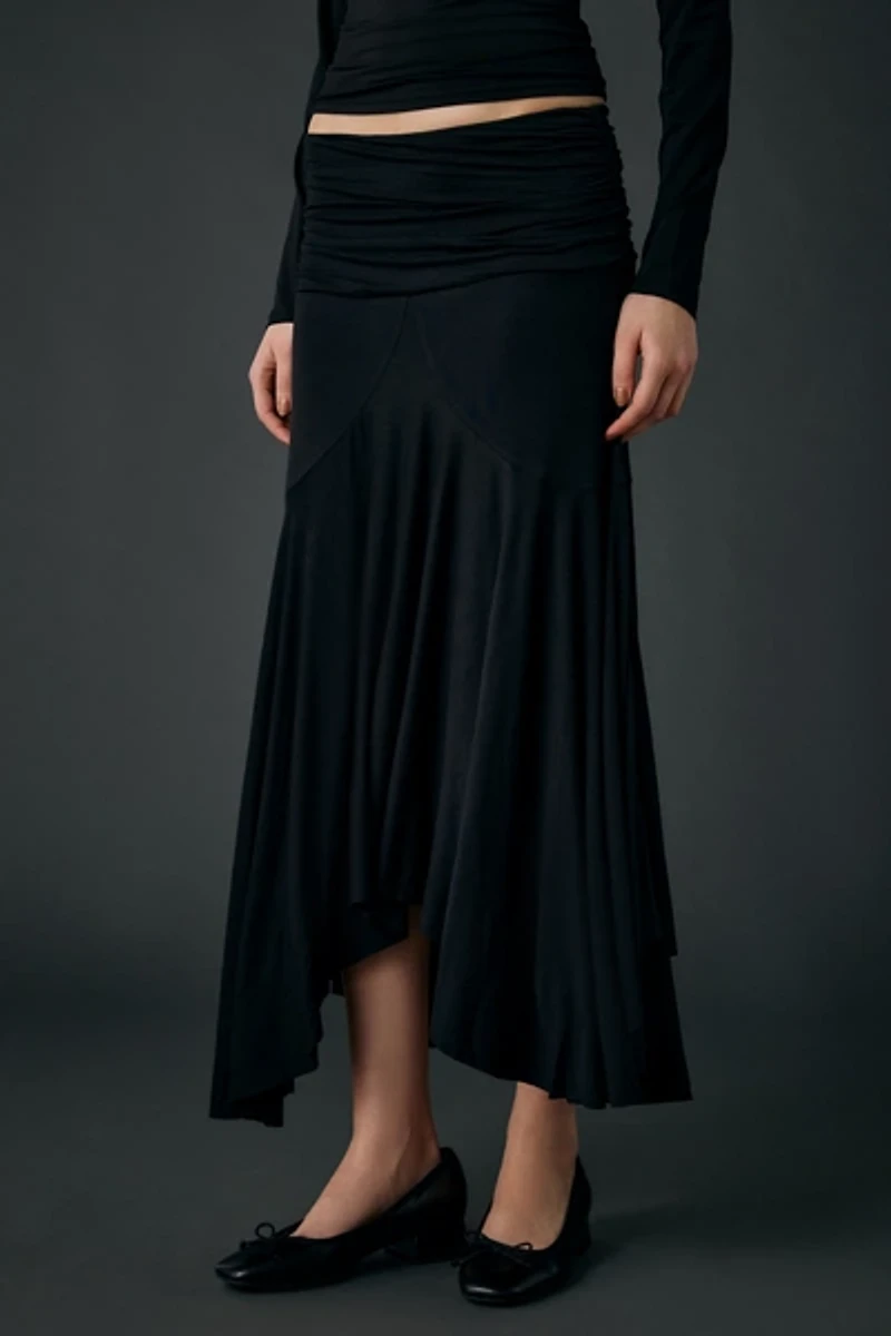 Kimchi Blue Jessica Jersey Knit Low-Rise Asymmetric Midi Skirt