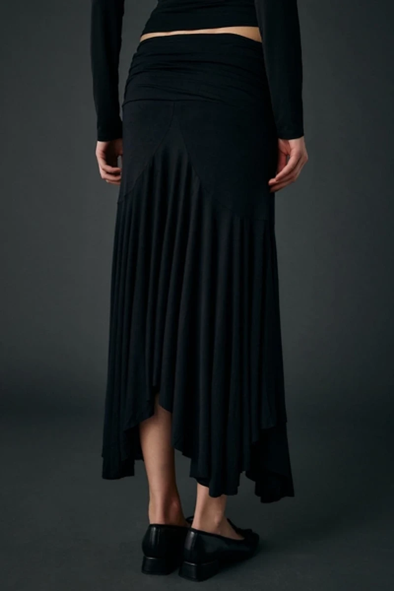 Kimchi Blue Jessica Jersey Knit Low-Rise Asymmetric Midi Skirt