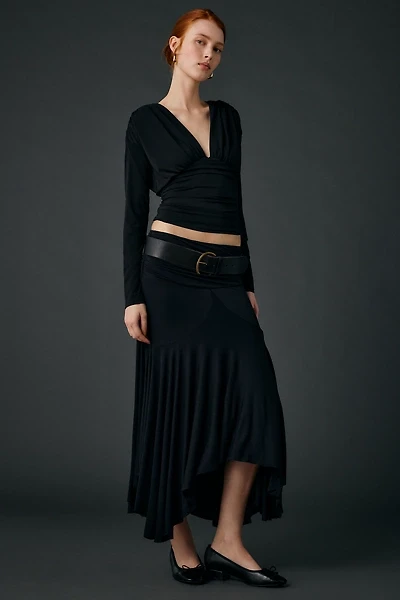 Kimchi Blue Jessica Jersey Knit Low-Rise Asymmetric Midi Skirt